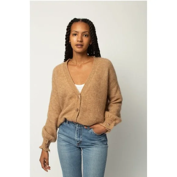 Sézane Paris Mia Button-Front Cardigan Sweater Mohair Wool Large fits XL - Picture 3 of 8